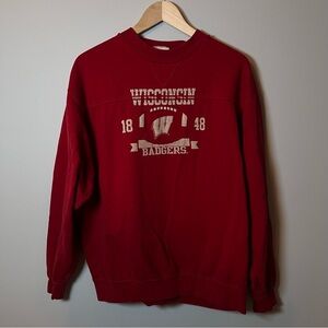 Wisconsin Badgers Crewneck‎ Men’s L Red Sweatshirt Pullover ESPN U NCAA Football
